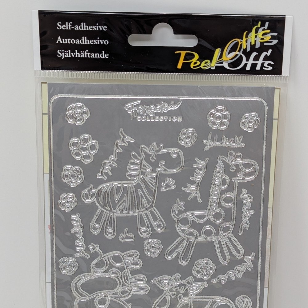 Baby Animals Embossed Stickers Peel-Off Silver Acid Free